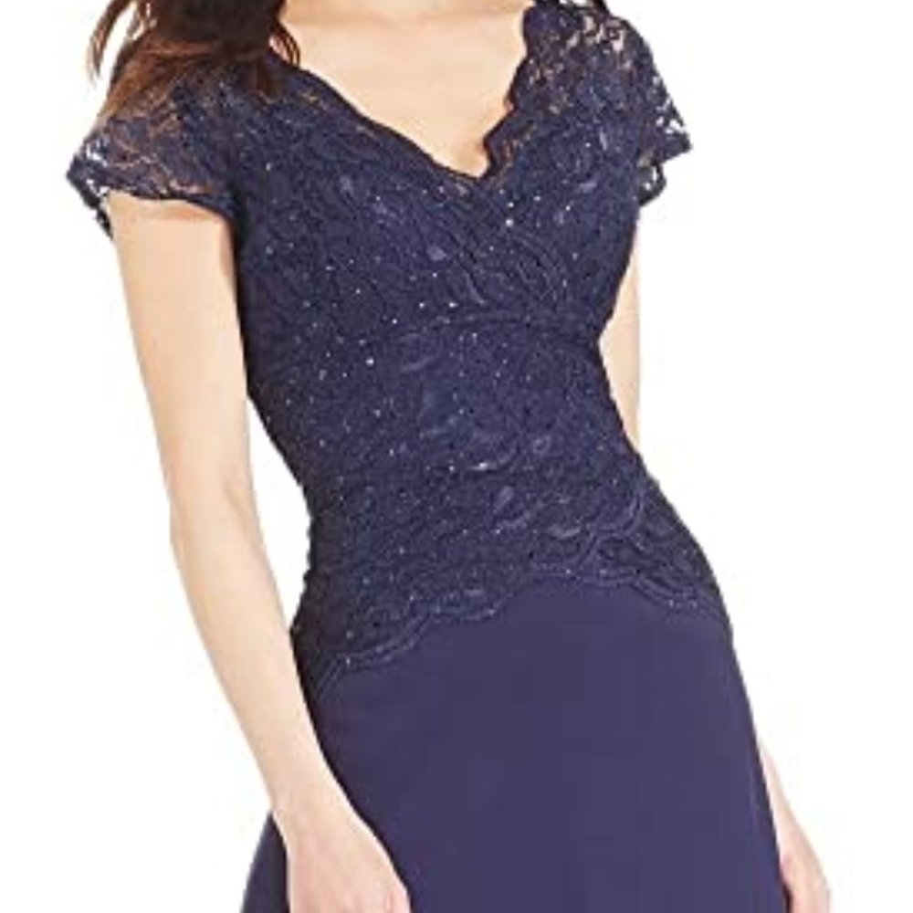 Onyx Nite Navy Lace Women's Ball Evening Gown Dress